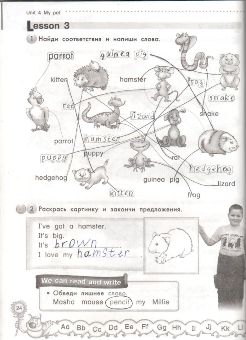 Сканированое изображение рабочая тетрадь курса Милле(Millie) 2 класс, 4 параграф, 3 урок.